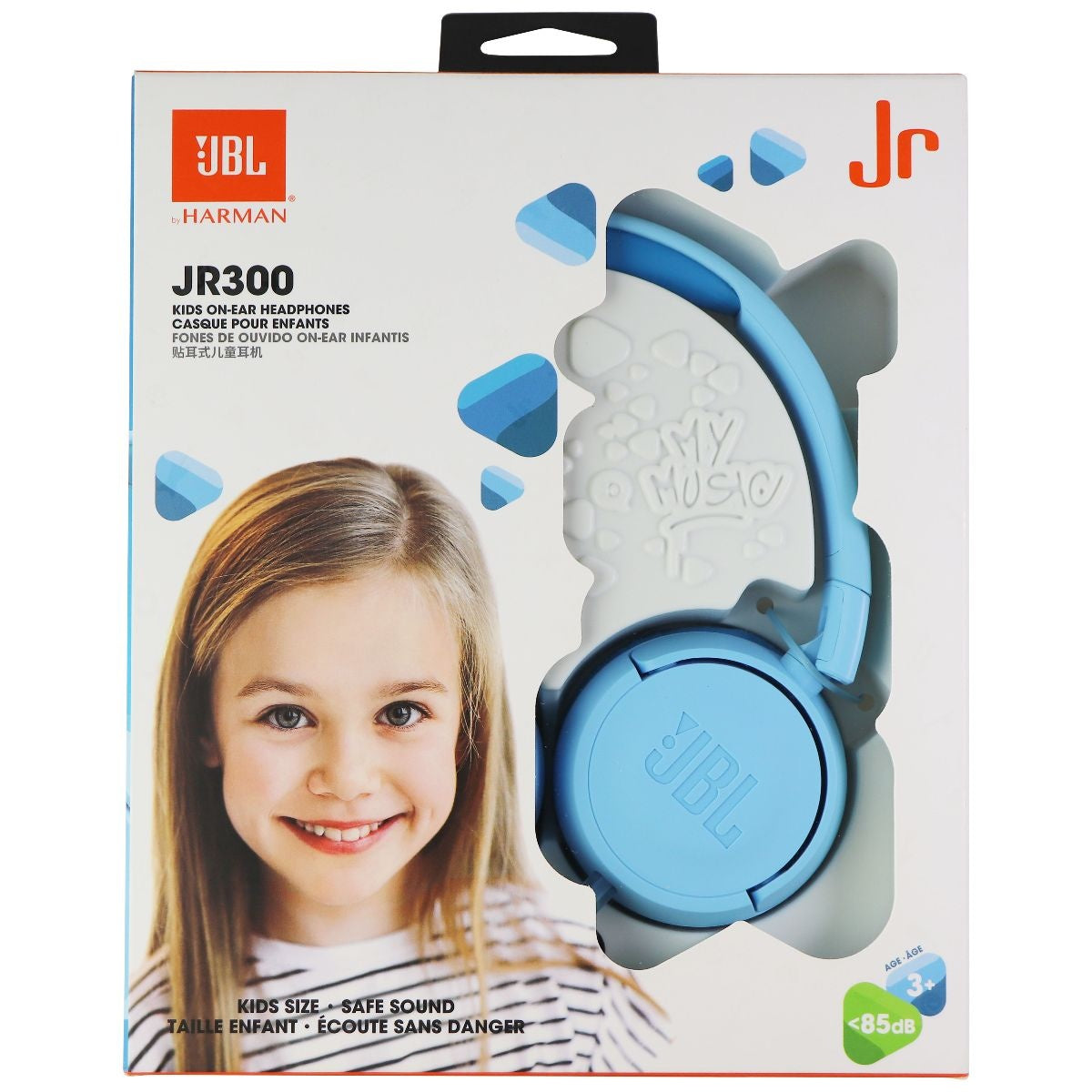 JBL JR 300 On-Ear Wired 3.5mm Headphones for Kids - Blue Portable Audio - Headphones JBL - Simple Cell Bulk Wholesale Pricing - USA Seller