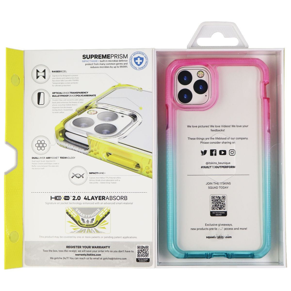 ITSKINS Supreme Prism Series Hard Case for iPhone 11 Pro Max - Pink/Teal/Clear Cell Phone - Cases, Covers & Skins ITSKINS - Simple Cell Bulk Wholesale Pricing - USA Seller