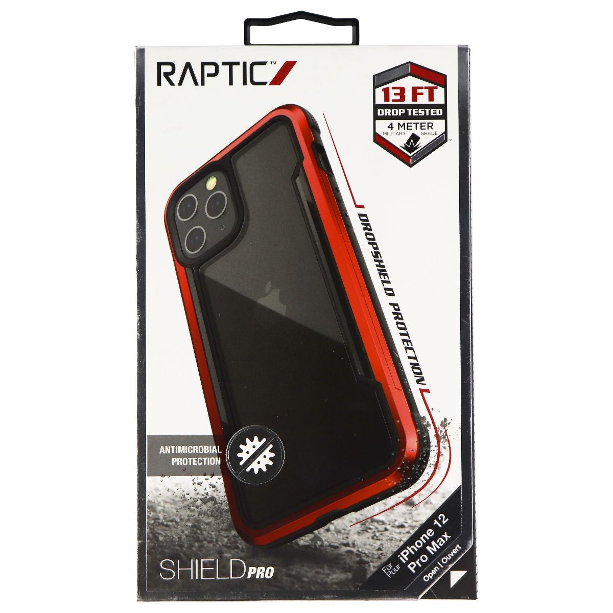 Raptic Shield Pro Series Case for Apple iPhone 12 Pro Max - Clear/Red/Black Cell Phone - Cases, Covers & Skins Raptic - Simple Cell Bulk Wholesale Pricing - USA Seller