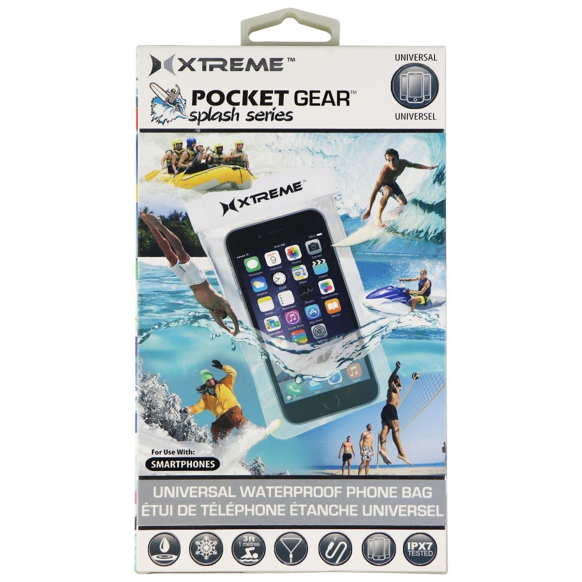 XTREME PocketGear Splash Series Universal Waterproof Phone Bag - White/Clear Cell Phone - Cases, Covers & Skins Xtreme Cables - Simple Cell Bulk Wholesale Pricing - USA Seller