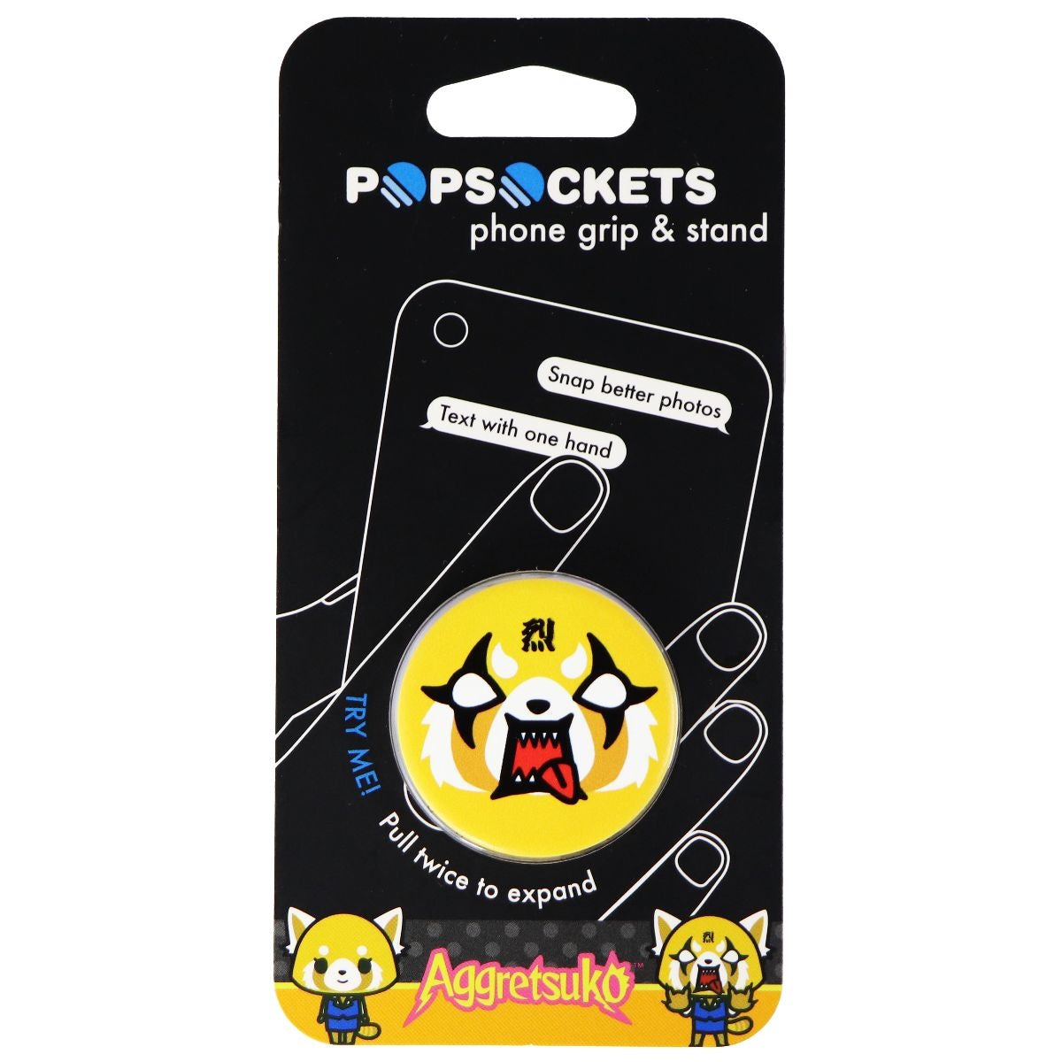 PopSockets: Collapsible Grip & Stand for Phones Tablets - Aggretsuko Face Cell Phone - Mounts & Holders PopSockets - Simple Cell Bulk Wholesale Pricing - USA Seller