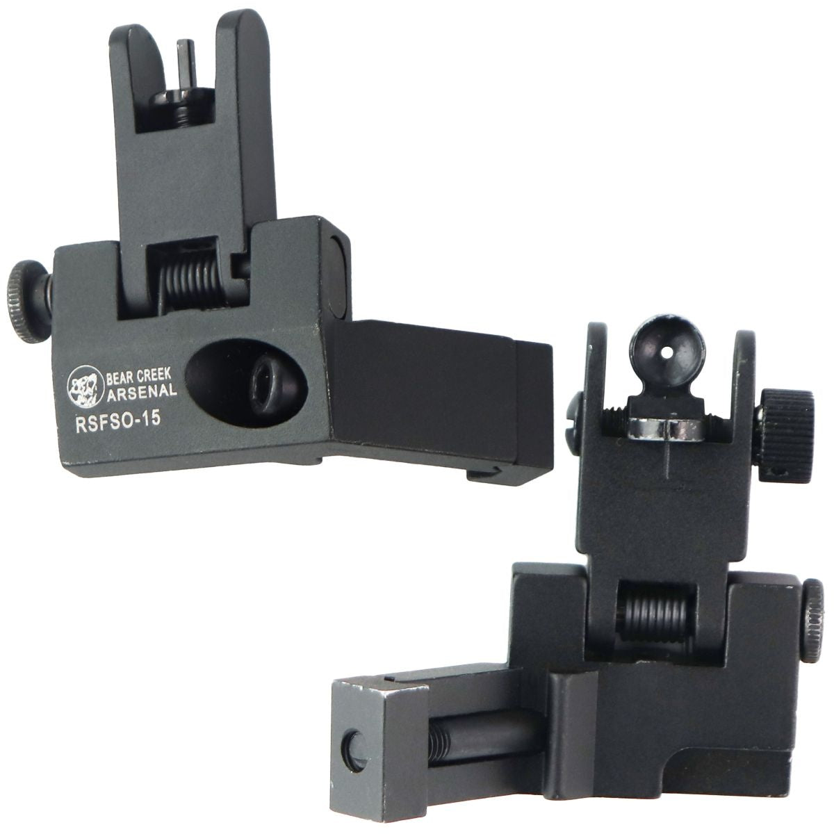 BCA AR-15/AR-10 Rear/Front Flip Up Canted Sight Combo - Black (RSFSO-15) Other Sporting Goods Bear Creek Arsenal - Simple Cell Bulk Wholesale Pricing - USA Seller