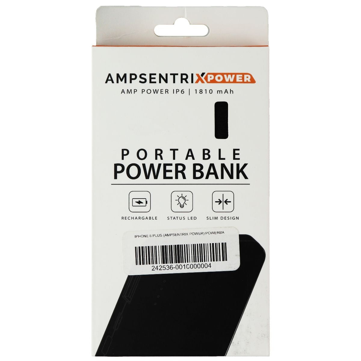 Ampsentrix Xpower 1,810mAh Portable Power Bank - Black Cell Phone - Chargers & Cradles AmpSentrix - Simple Cell Bulk Wholesale Pricing - USA Seller