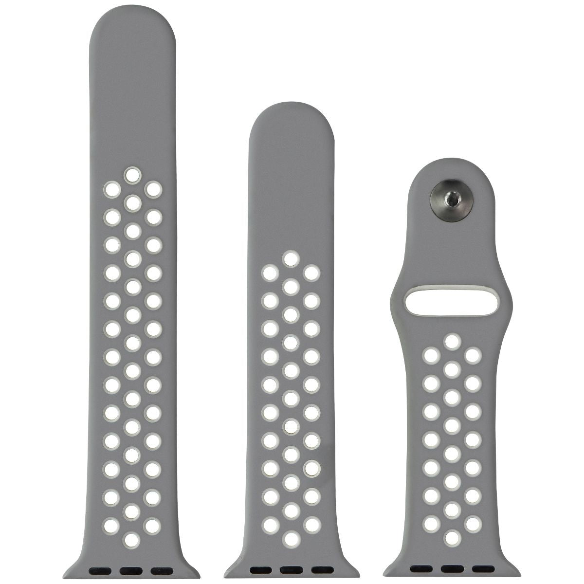 Apple (38mm) Nike Sport Band for Apple Watch 38/40/41mm - Flat Silver/White Smart Watch Accessories - Watch Bands Apple - Simple Cell Bulk Wholesale Pricing - USA Seller