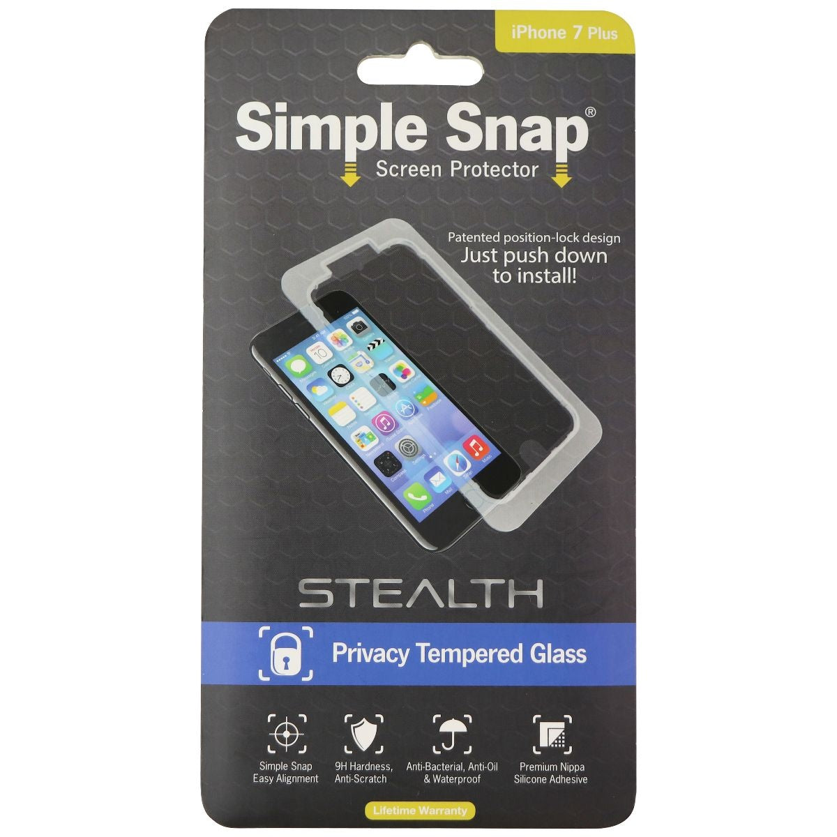 Simple Snap Stealth Screen Protector for Apple iPhone 7 Plus - Black Cell Phone - Screen Protectors Simple Snap - Simple Cell Bulk Wholesale Pricing - USA Seller