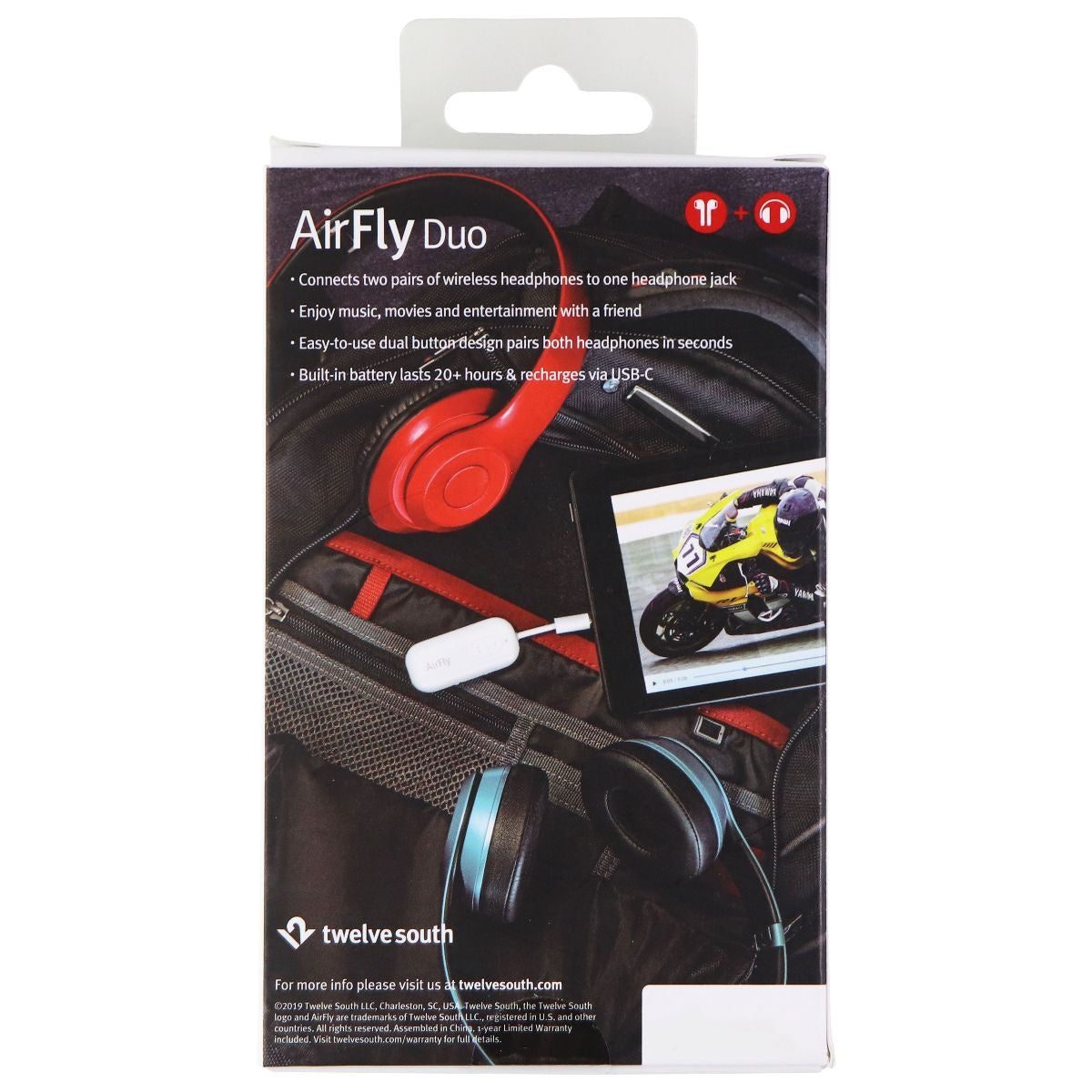 Twelve South AirFly Duo Multi-Device Wireless Bluetooth Transmitter - White TV, Video & Audio Accessories - Audio/Video Transmitters Twelve south - Simple Cell Bulk Wholesale Pricing - USA Seller