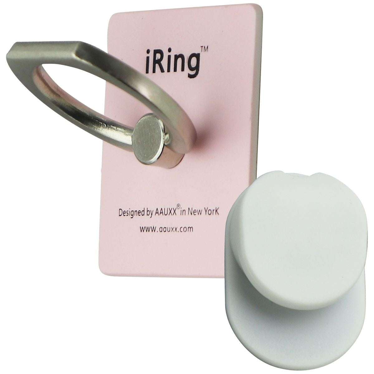 Ring Premium Kickstand Ring Hook and Universal Phone Mount - Pink/White Cell Phone - Mounts & Holders Ring - Simple Cell Bulk Wholesale Pricing - USA Seller