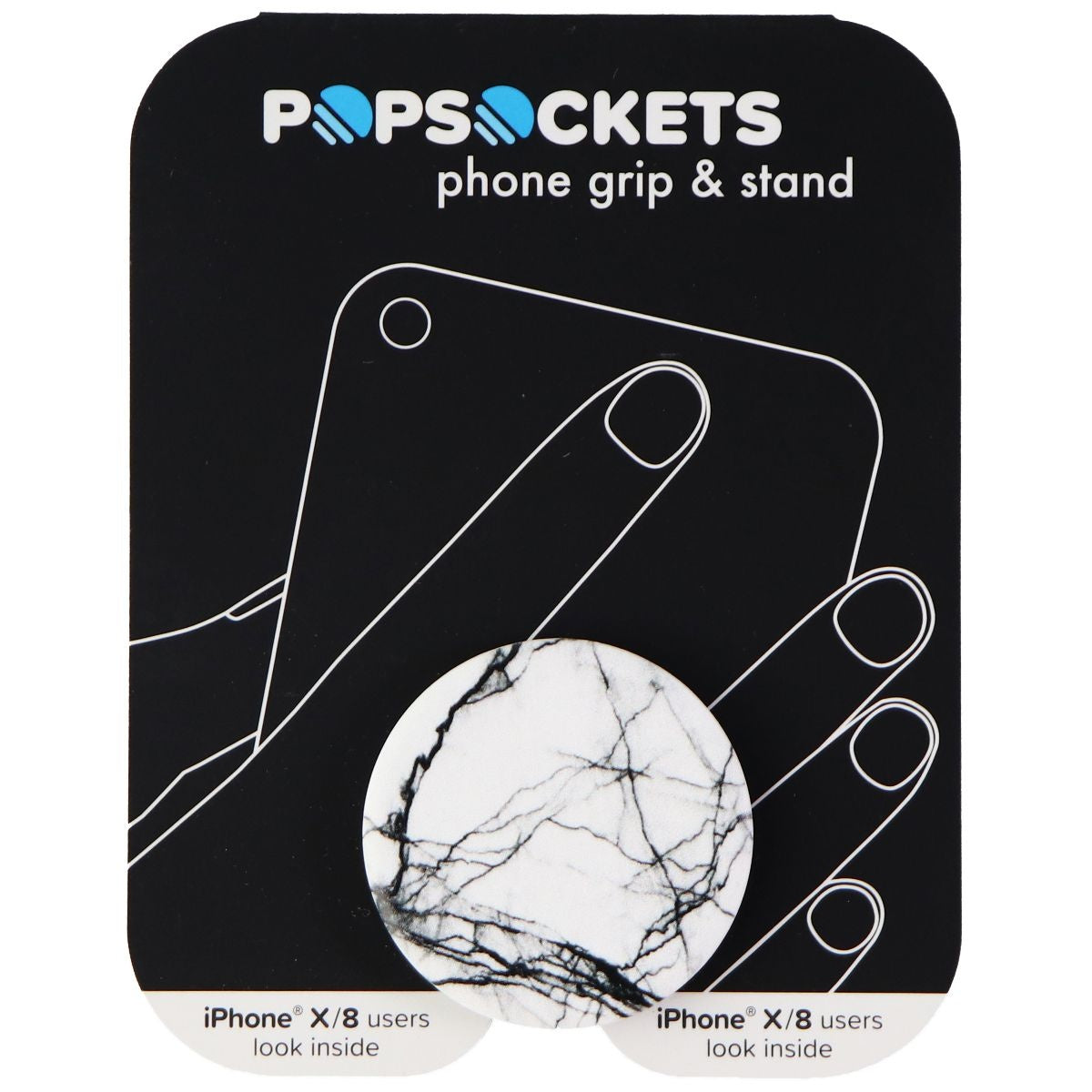 PopSockets: Collapsible Grip & Stand for - White Marble (X/8 Packaging) Cell Phone - Mounts & Holders PopSockets - Simple Cell Bulk Wholesale Pricing - USA Seller