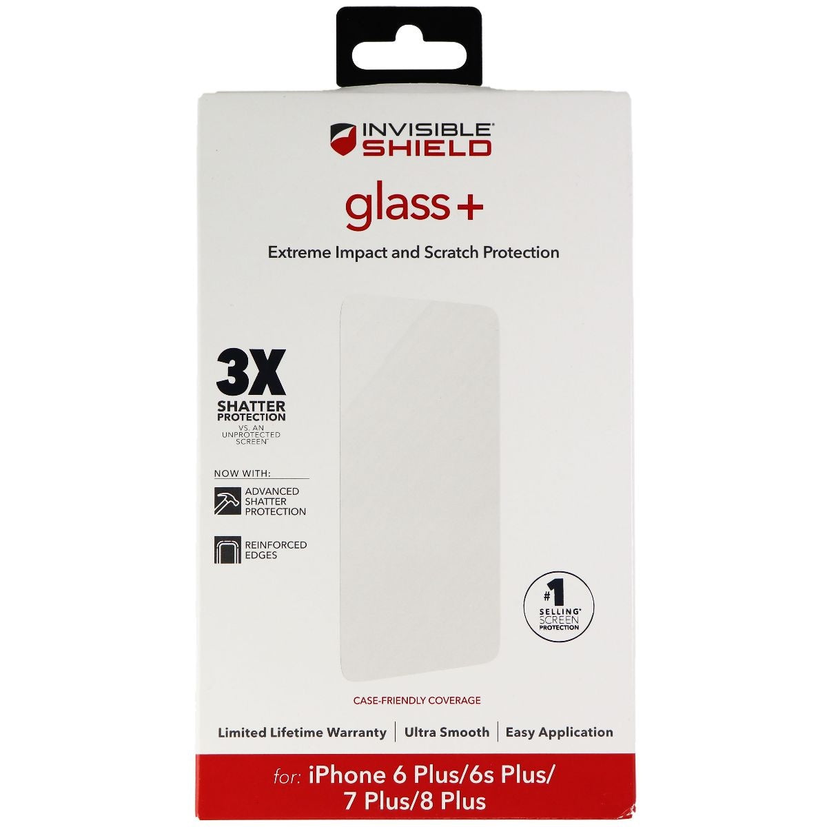 ZAGG InvisibleShield (Glass+) Protector for iPhone 8 Plus/7 Plus/6s Plus - Clear Cell Phone - Screen Protectors Zagg - Simple Cell Bulk Wholesale Pricing - USA Seller