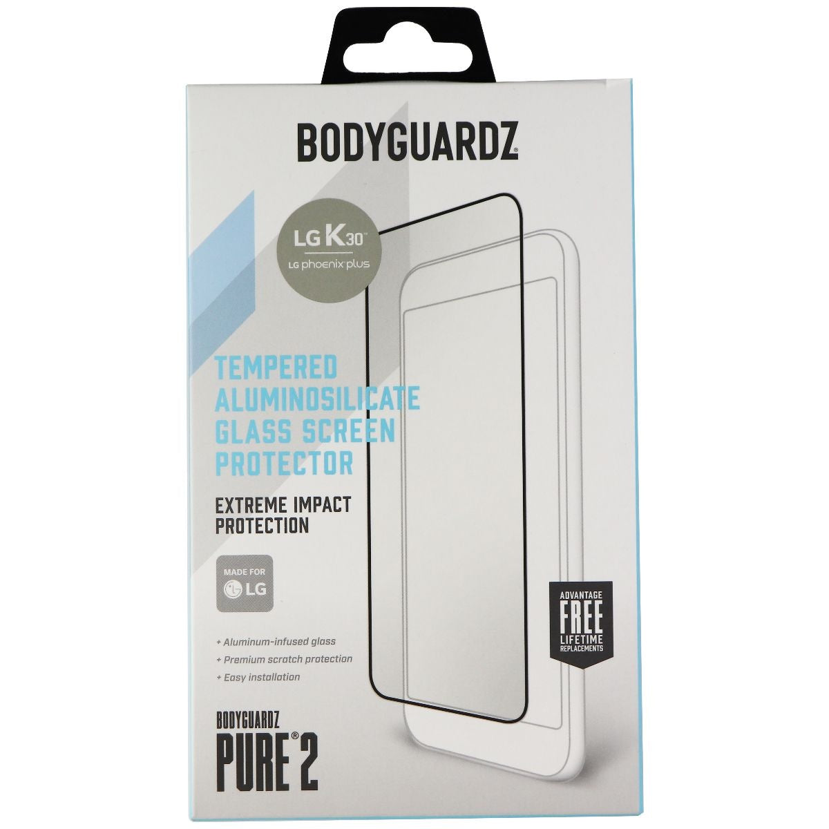 BodyGuardz Pure 2 Series Tempered Glass for LG K30 & Phoenix Plus - Clear Cell Phone - Screen Protectors BODYGUARDZ - Simple Cell Bulk Wholesale Pricing - USA Seller