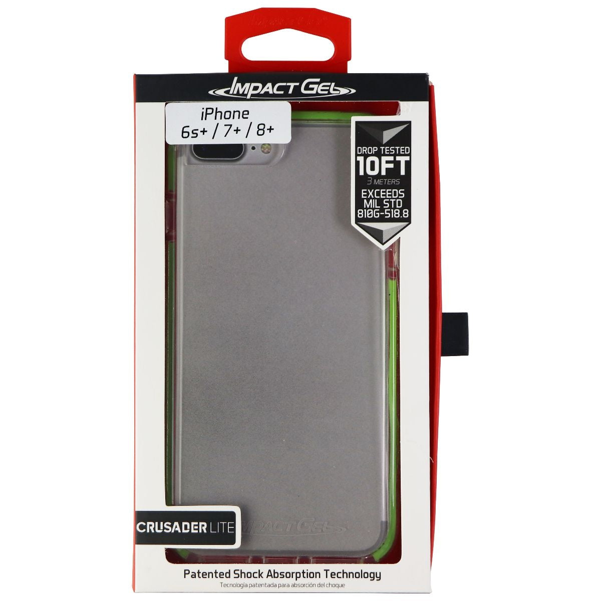 Impact Gel Crusader Lite Case for iPhone 8 Plus/7 Plus/6s Plus - Clear/Green Cell Phone - Cases, Covers & Skins Impact Gel - Simple Cell Bulk Wholesale Pricing - USA Seller