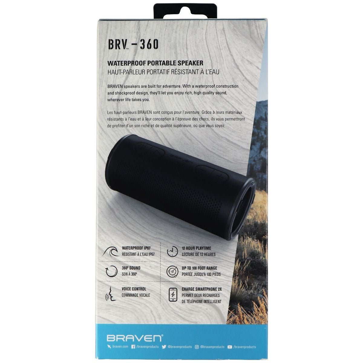 Braven BRV-360 Series Waterproof Portable 360 Degree Speaker - Black Cell Phone - Audio Docks & Speakers Braven - Simple Cell Bulk Wholesale Pricing - USA Seller