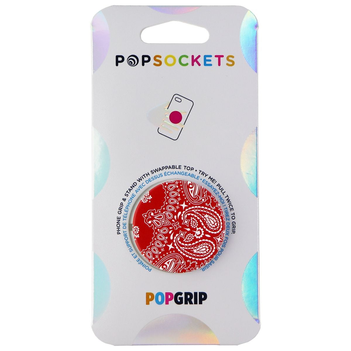 PopSockets: PopGrip Expanding Stand & Grip with Swappable Top - Red Bandana Cell Phone - Mounts & Holders PopSockets - Simple Cell Bulk Wholesale Pricing - USA Seller