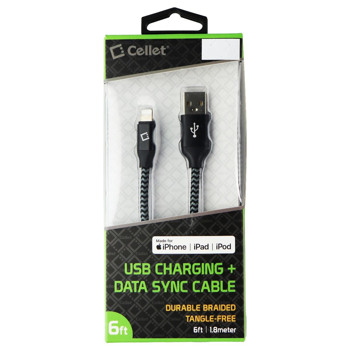 Cellet USB to 8-Pin Charging + Data Sync Cable - Gray/Black Cell Phone - Cables & Adapters Cellet - Simple Cell Bulk Wholesale Pricing - USA Seller