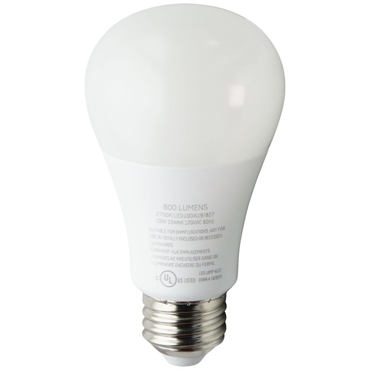 GE General Electric 800 Lumen 2700K LED Bulb - White (LED10DA19/827) Home Improvement - Other Home Improvement GE - Simple Cell Bulk Wholesale Pricing - USA Seller