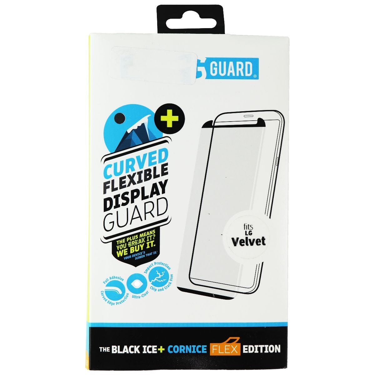 Gadget Guard Black Ice+ Cornice FLEX Protector for LG Velvet Cell Phone - Screen Protectors Gadget Guard - Simple Cell Bulk Wholesale Pricing - USA Seller
