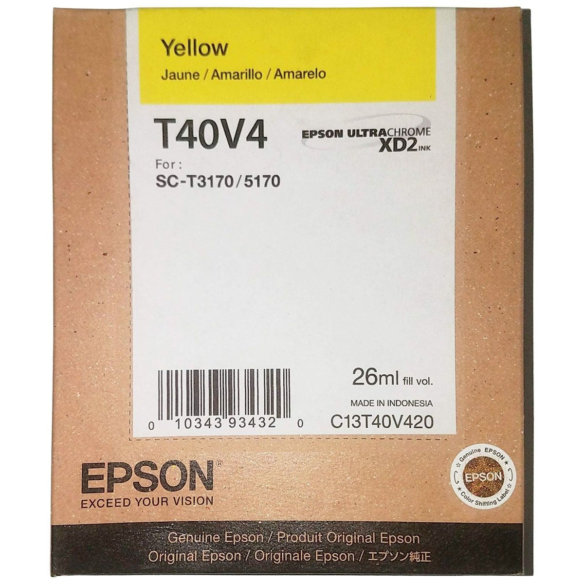 Epson OEM T40V420 Yellow Ultrachrome XD2 26mL Ink Cartridge Printer Accessories - Ink Cartridges Epson - Simple Cell Bulk Wholesale Pricing - USA Seller