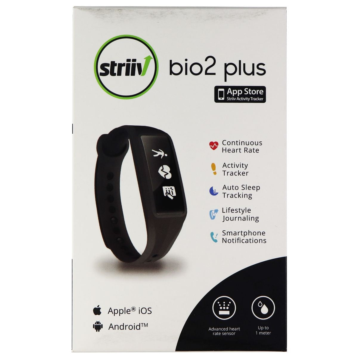 Striiv Bio2 Plus Activity Tracker for Apple iOS & Android - Black Fitness Technology - Activity Trackers Striiv - Simple Cell Bulk Wholesale Pricing - USA Seller