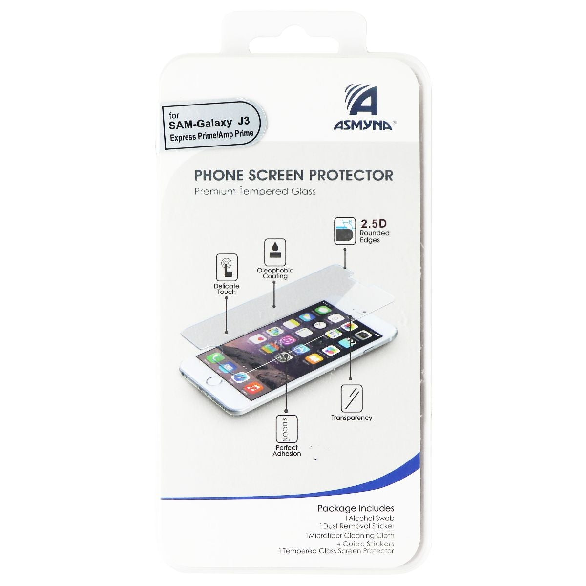 Asmyna Tempered Glass for Samsung Galaxy J3 (J320) Express/Amp - Clear Cell Phone - Screen Protectors Asmyna - Simple Cell Bulk Wholesale Pricing - USA Seller