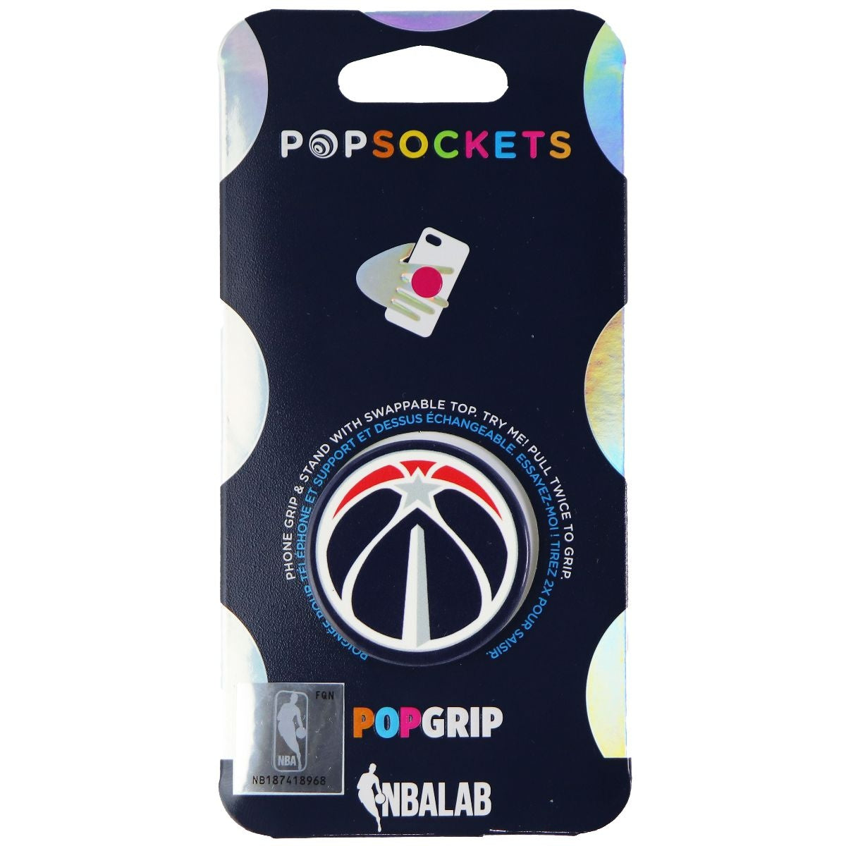 PopSockets PopGrip: Swappable Grip for Phones & Tablets - NBA - Wizards Logo Cell Phone - Mounts & Holders PopSockets - Simple Cell Bulk Wholesale Pricing - USA Seller