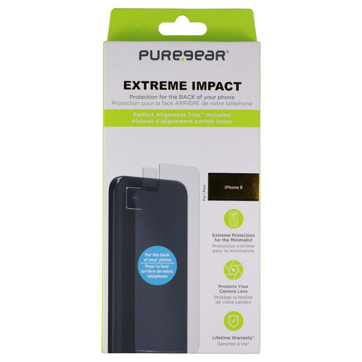 PureGear Extreme Impact BACK Screen Protector for iPhone 8 - Back Film Only Cell Phone - Screen Protectors PureGear - Simple Cell Bulk Wholesale Pricing - USA Seller