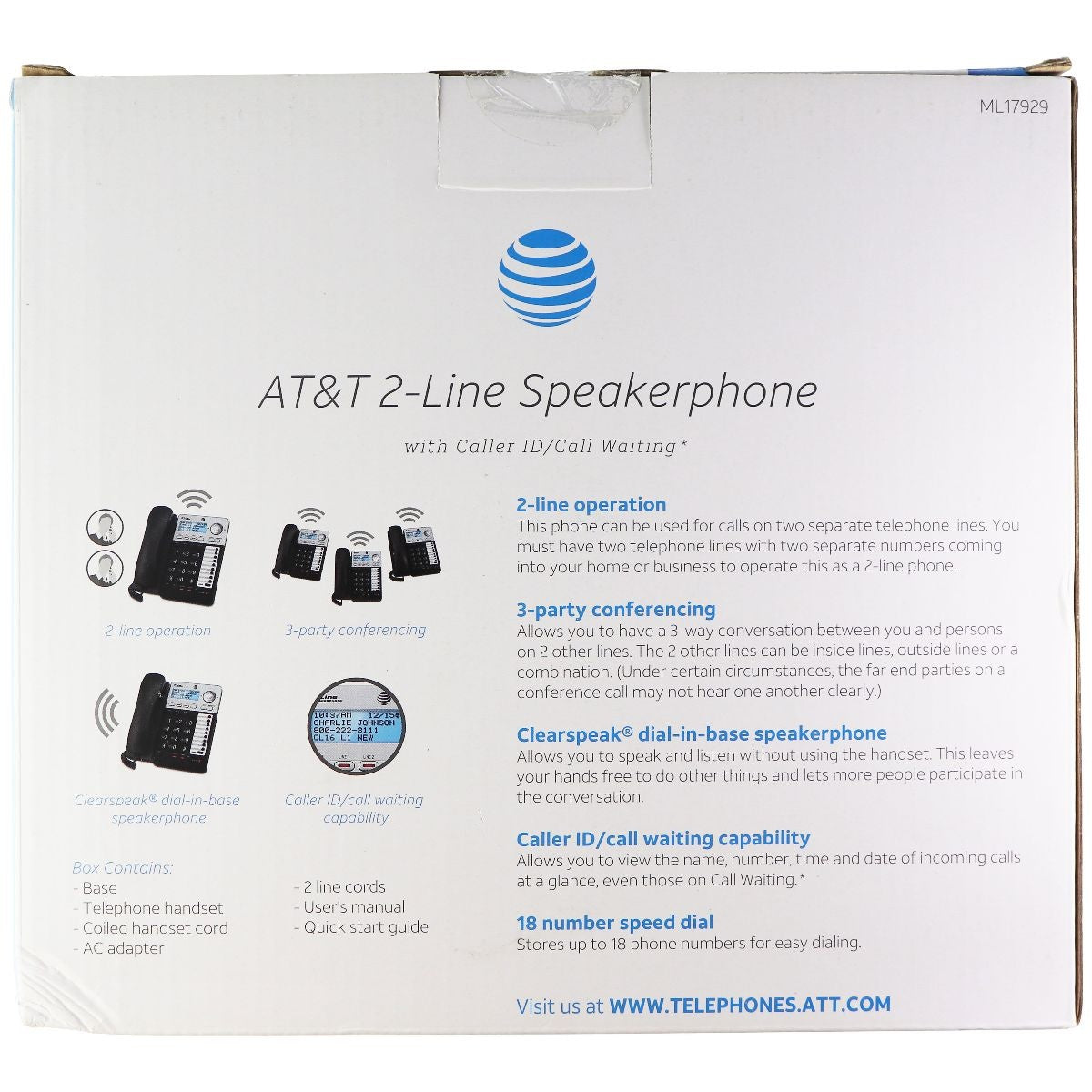 AT&T - AT ML17929 - Corded Phone with Caller ID/Call Waiting - Silver/Black Cell Phone - Other Accessories AT&T - Simple Cell Bulk Wholesale Pricing - USA Seller