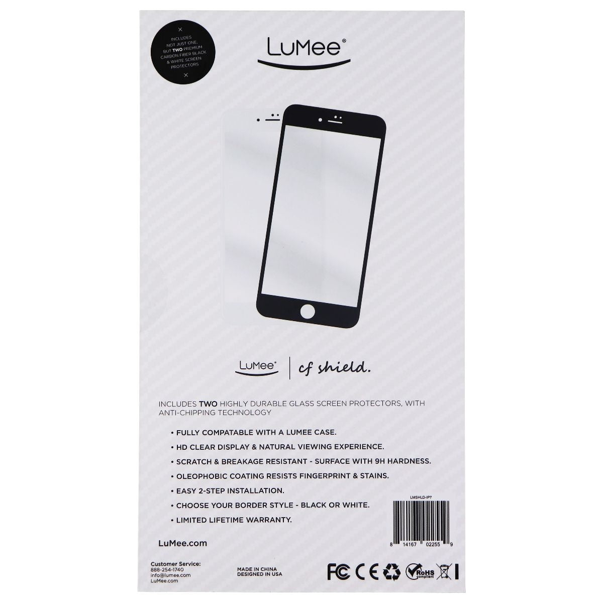 LuMee CF Shield Carbon Fiber Screen Protector 2 Pack for Apple iPhone 8/iPhone 7 Cell Phone - Screen Protectors LuMee - Simple Cell Bulk Wholesale Pricing - USA Seller
