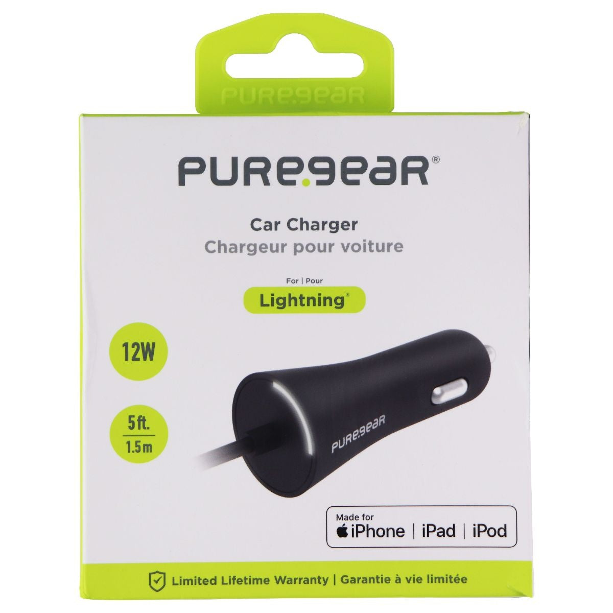 PureGear Car Charger for Apple Devices (5Ft.) - Black Cell Phone - Chargers & Cradles PureGear - Simple Cell Bulk Wholesale Pricing - USA Seller