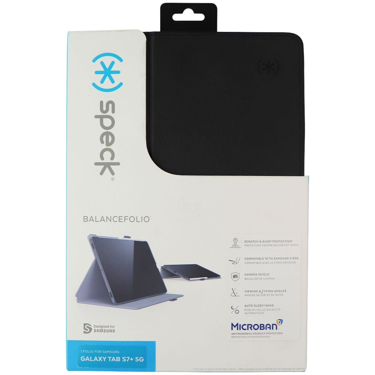 Speck Balance Folio Case for Samsung Galaxy Tab (S7+) - Black iPad/Tablet Accessories - Cases, Covers, Keyboard Folios Speck - Simple Cell Bulk Wholesale Pricing - USA Seller