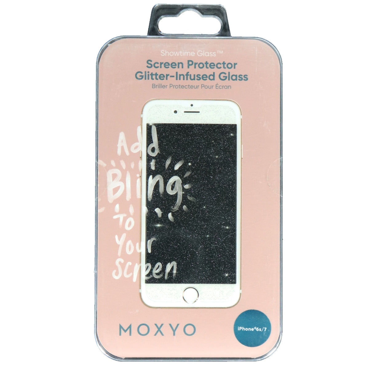 Moxyo Showtime Glitter Infused Tempered Glass iPhone 7 6s - Glitter Cell Phone - Screen Protectors Moxyo - Simple Cell Bulk Wholesale Pricing - USA Seller