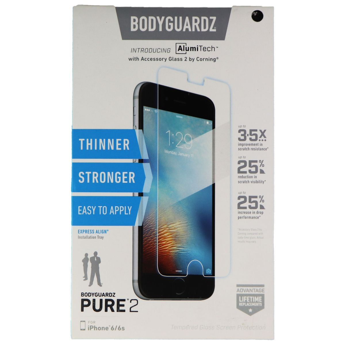 BodyGuardz Pure 2 Glass Screen Protector for Apple iPhone 8/7/6s/6 - Clear Cell Phone - Screen Protectors BODYGUARDZ - Simple Cell Bulk Wholesale Pricing - USA Seller
