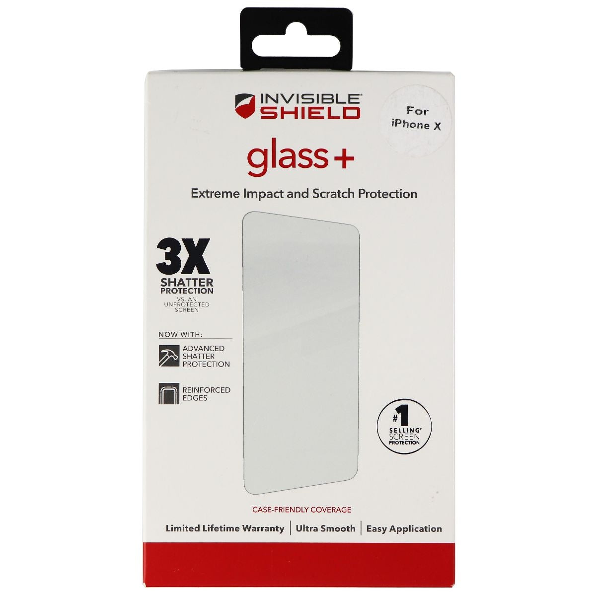 ZAGG InvisibleShield (Glass+) Screen Protector for Apple iPhone X / Xs - Clear Cell Phone - Screen Protectors Zagg - Simple Cell Bulk Wholesale Pricing - USA Seller