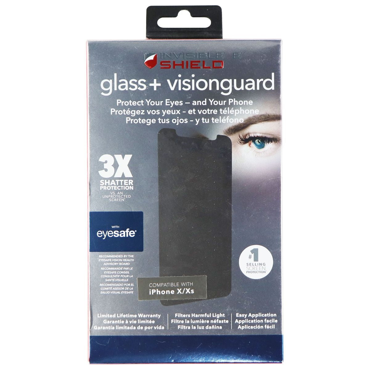 ZAGG (Glass+ VisionGuard) with EyeSafe for Apple iPhone Xs/X Cell Phone - Screen Protectors Zagg - Simple Cell Bulk Wholesale Pricing - USA Seller