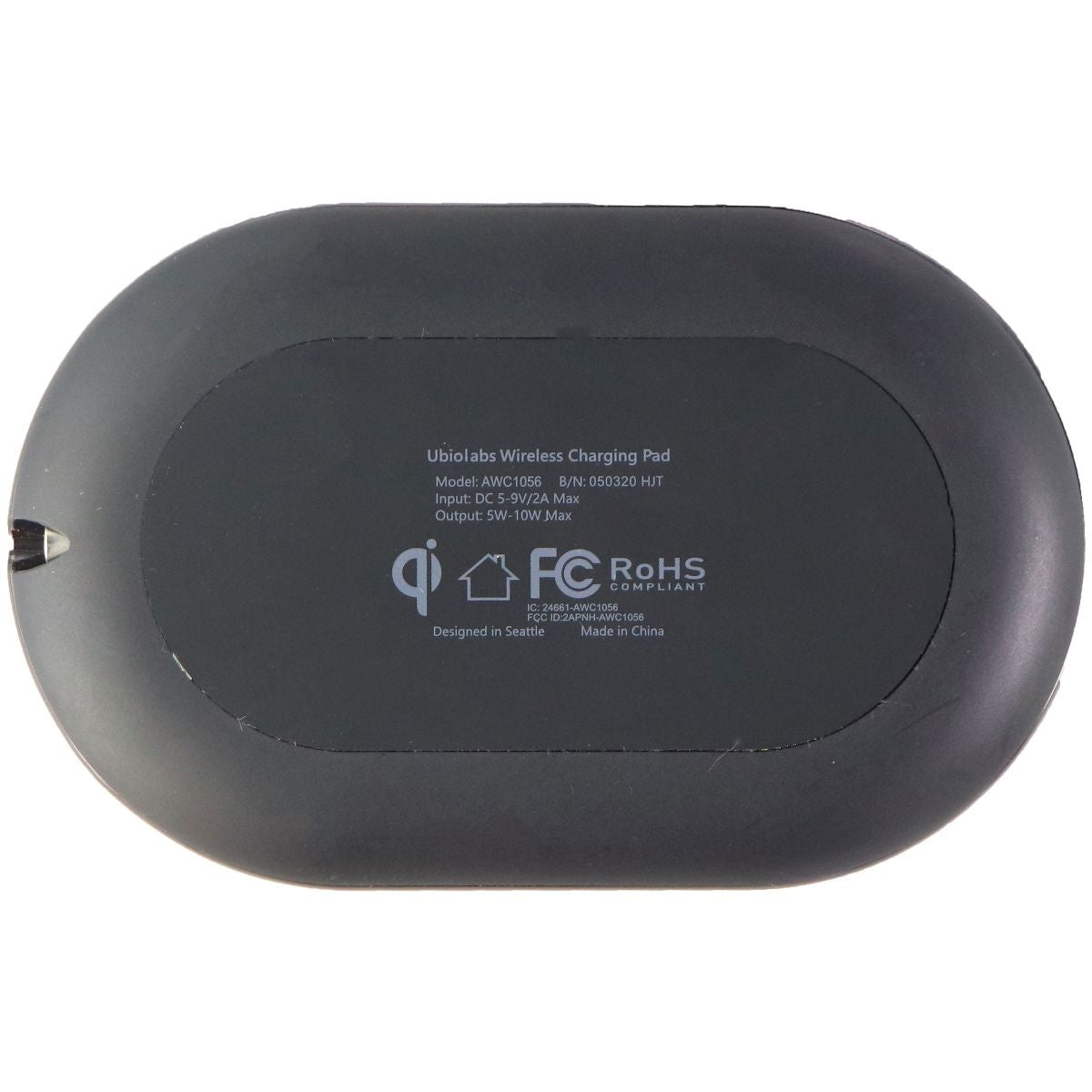 Ubiolabs Wireless Qi Charging Pad for Smartphones - Black (AWC1056) Cell Phone - Chargers & Cradles ubiolabs - Simple Cell Bulk Wholesale Pricing - USA Seller