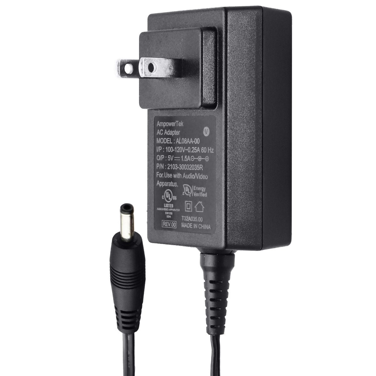 AmpowerTek (5V/1.5A) AC Adapter Wall Charger - Black (AL08AA-00) Multipurpose Batteries & Power - Multipurpose AC to DC Adapters AmpowerTek - Simple Cell Bulk Wholesale Pricing - USA Seller