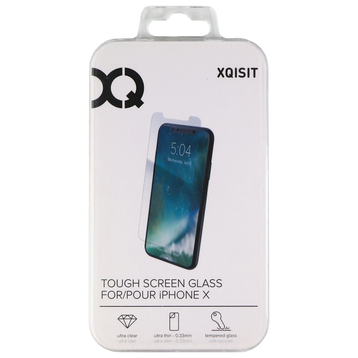 Xqisit Tough Screen Glass for iPhone X / XS - Clear Cell Phone - Screen Protectors Xqisit - Simple Cell Bulk Wholesale Pricing - USA Seller