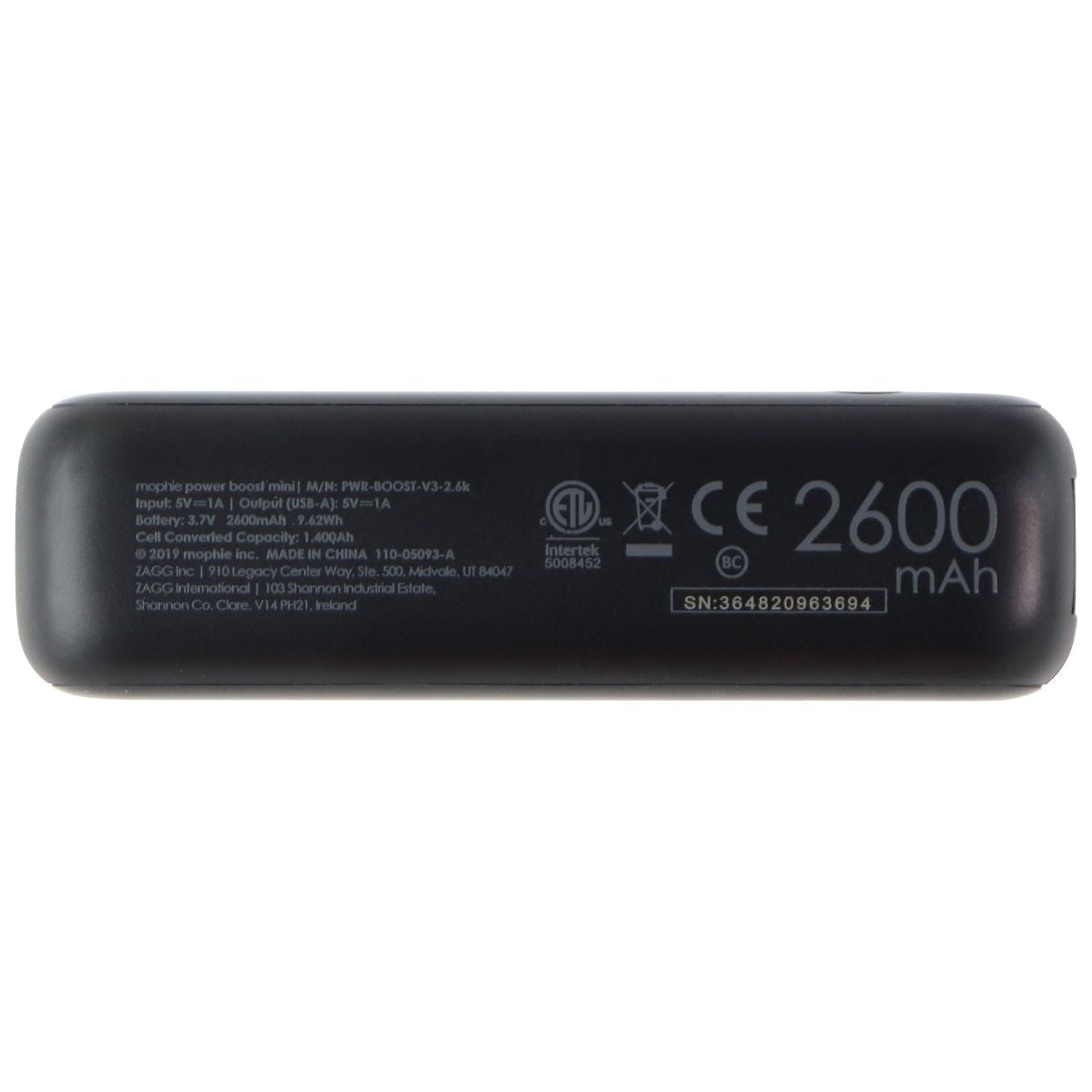 Mophie Power Boost mini 2,600mAh USB Portable Battery - Black Cell Phone - Chargers & Cradles Mophie - Simple Cell Bulk Wholesale Pricing - USA Seller