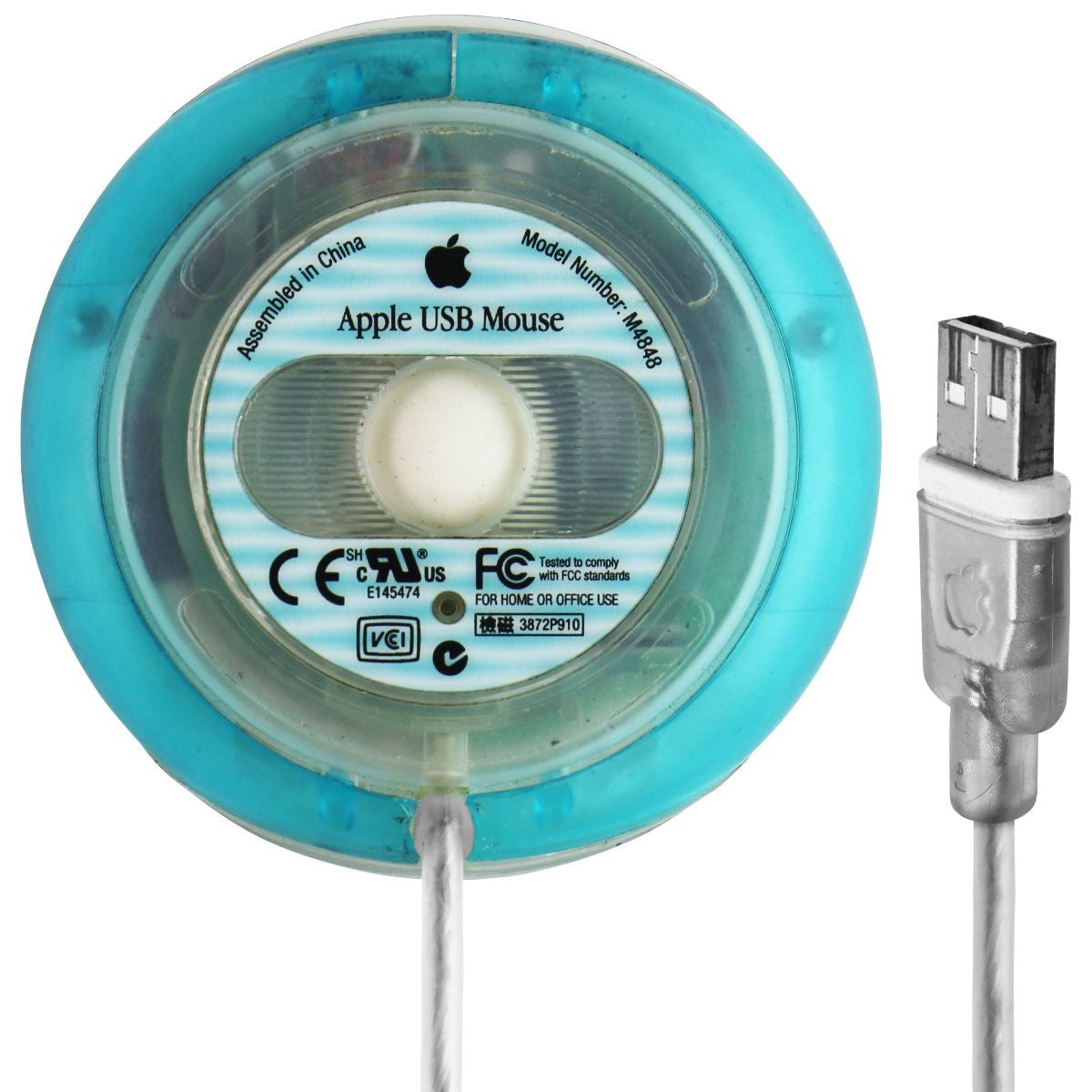 Apple Original M4848 Vintage Blue/Teal iMac Hockey Puck USB Wired Mouse Keyboards/Mice - Mice, Trackballs & Touchpads Apple - Simple Cell Bulk Wholesale Pricing - USA Seller