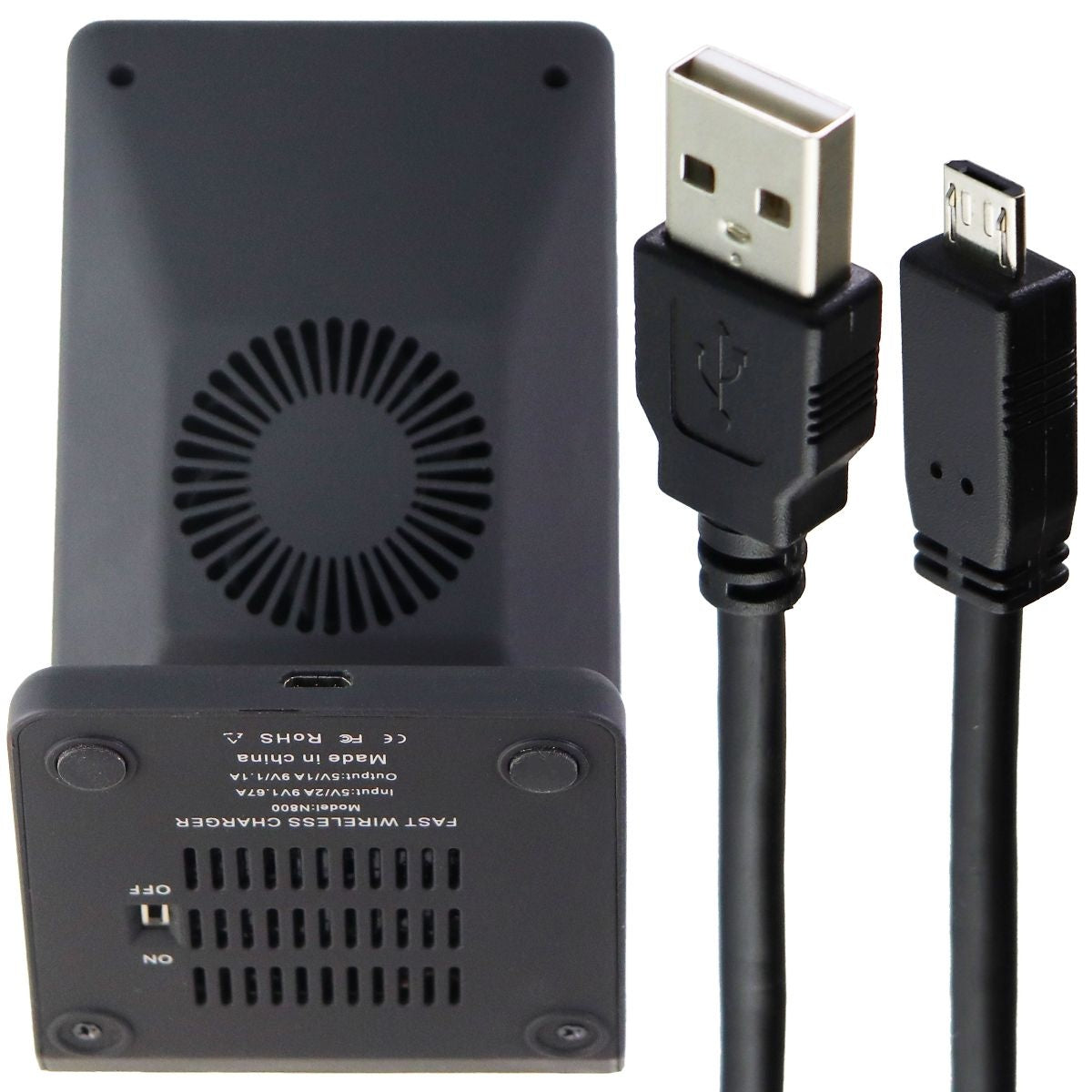 Universal Fast Charge Wireless Charging Stand with Built-in Fan - Black (N800) Cell Phone - Chargers & Cradles Unbranded - Simple Cell Bulk Wholesale Pricing - USA Seller