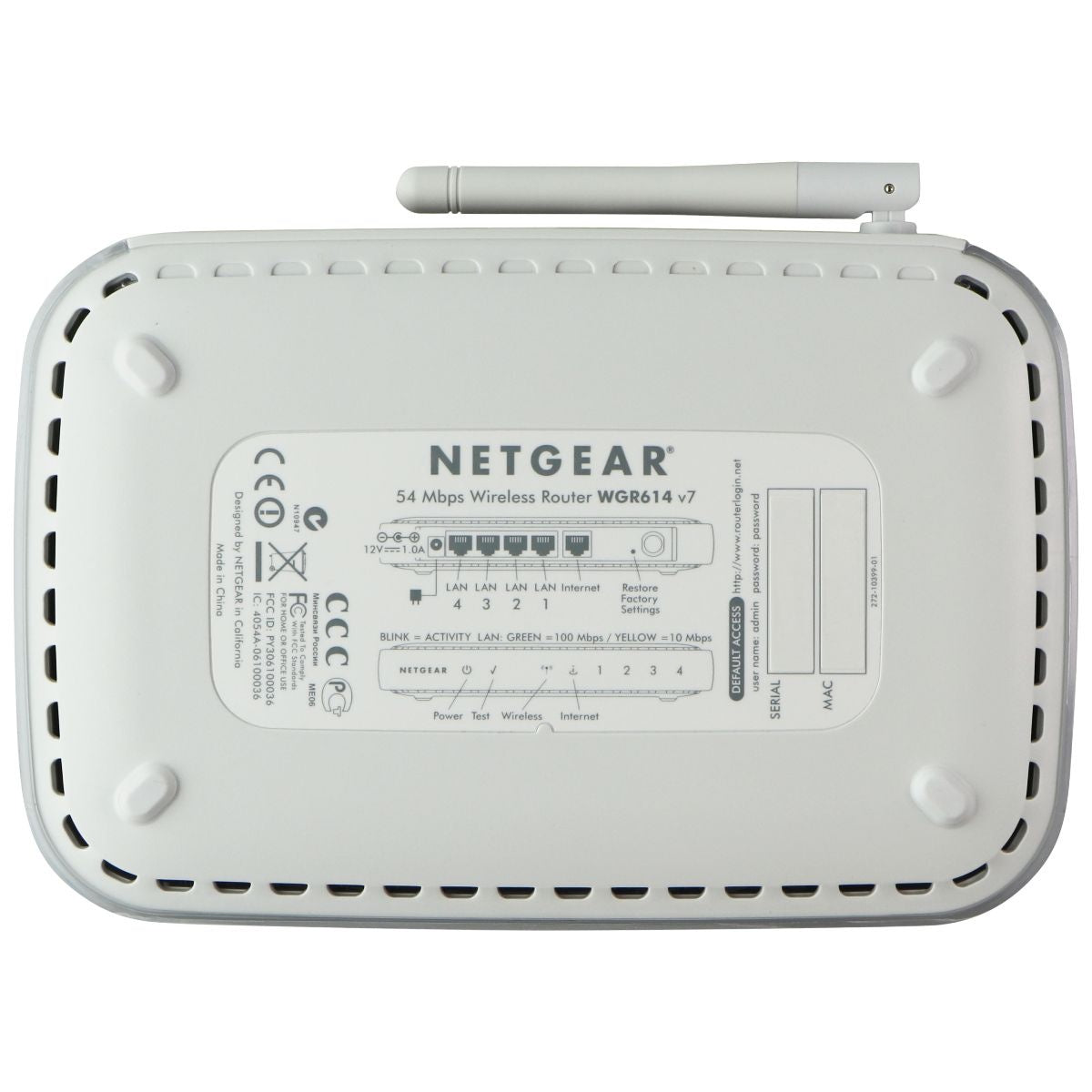 Netgear Wireless-G G54 Internet Router (WGR614) - White Modem-Router Combos Netgear - Simple Cell Bulk Wholesale Pricing - USA Seller
