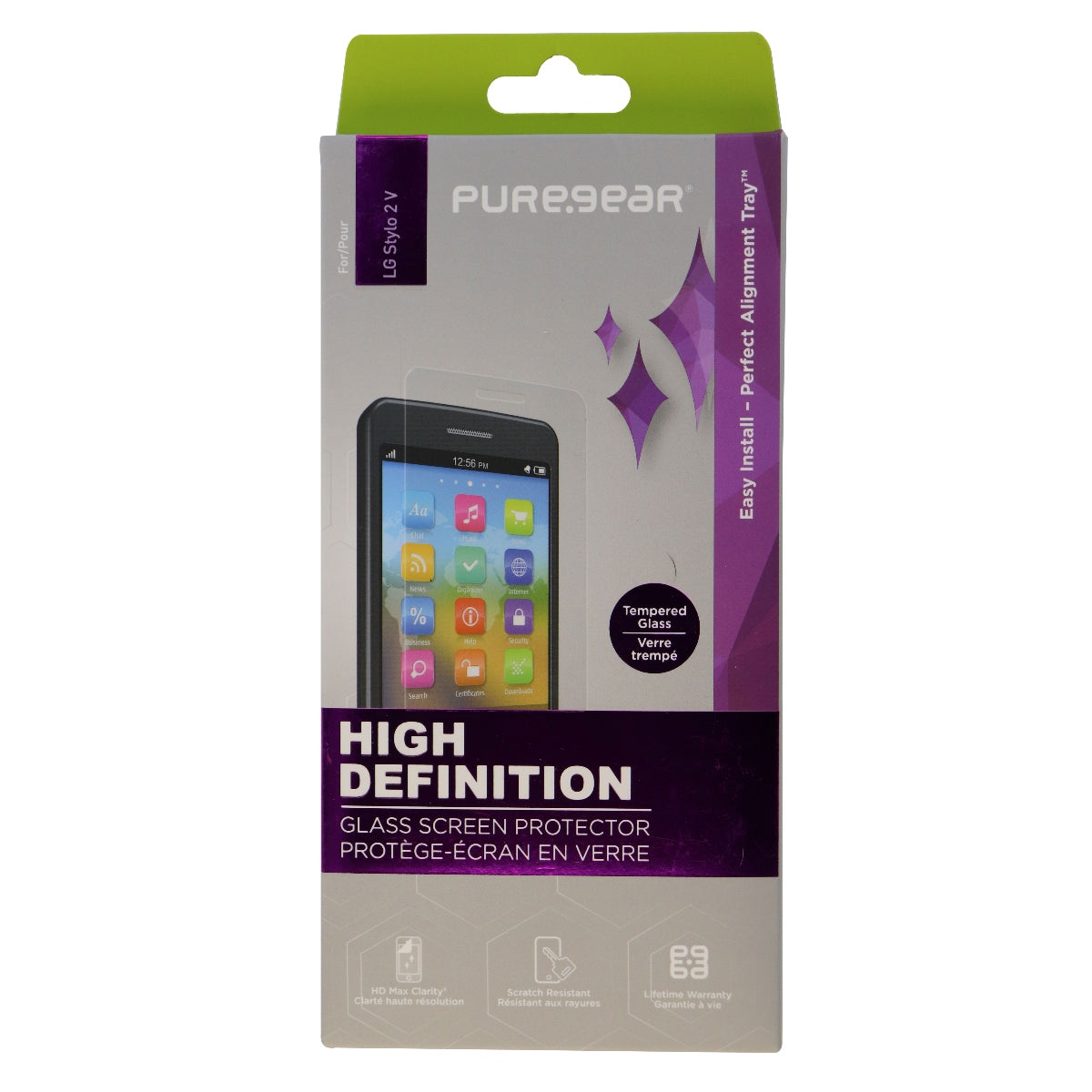 PureGear High Definition Tempered Glass Screen Protector for LG Stylo 2 V Clear Cell Phone - Screen Protectors PureGear - Simple Cell Bulk Wholesale Pricing - USA Seller