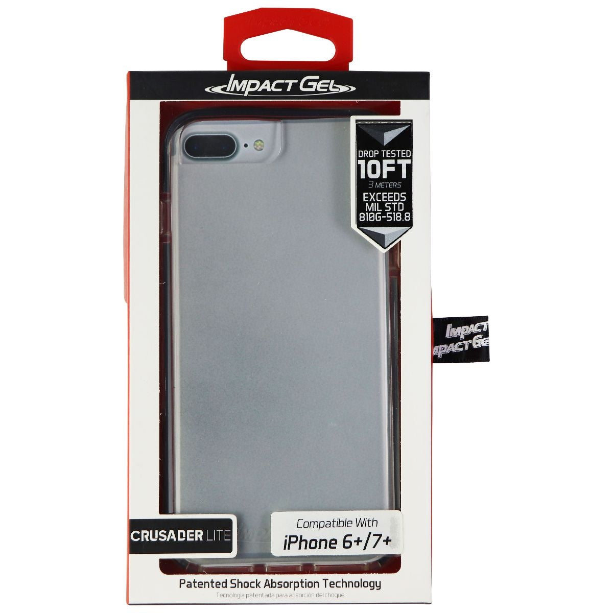 Impact Gel Crusader Lite Series Gel Case for iPhone 8 Plus/7 Plus - Clear/Black Cell Phone - Cases, Covers & Skins Impact Gel - Simple Cell Bulk Wholesale Pricing - USA Seller