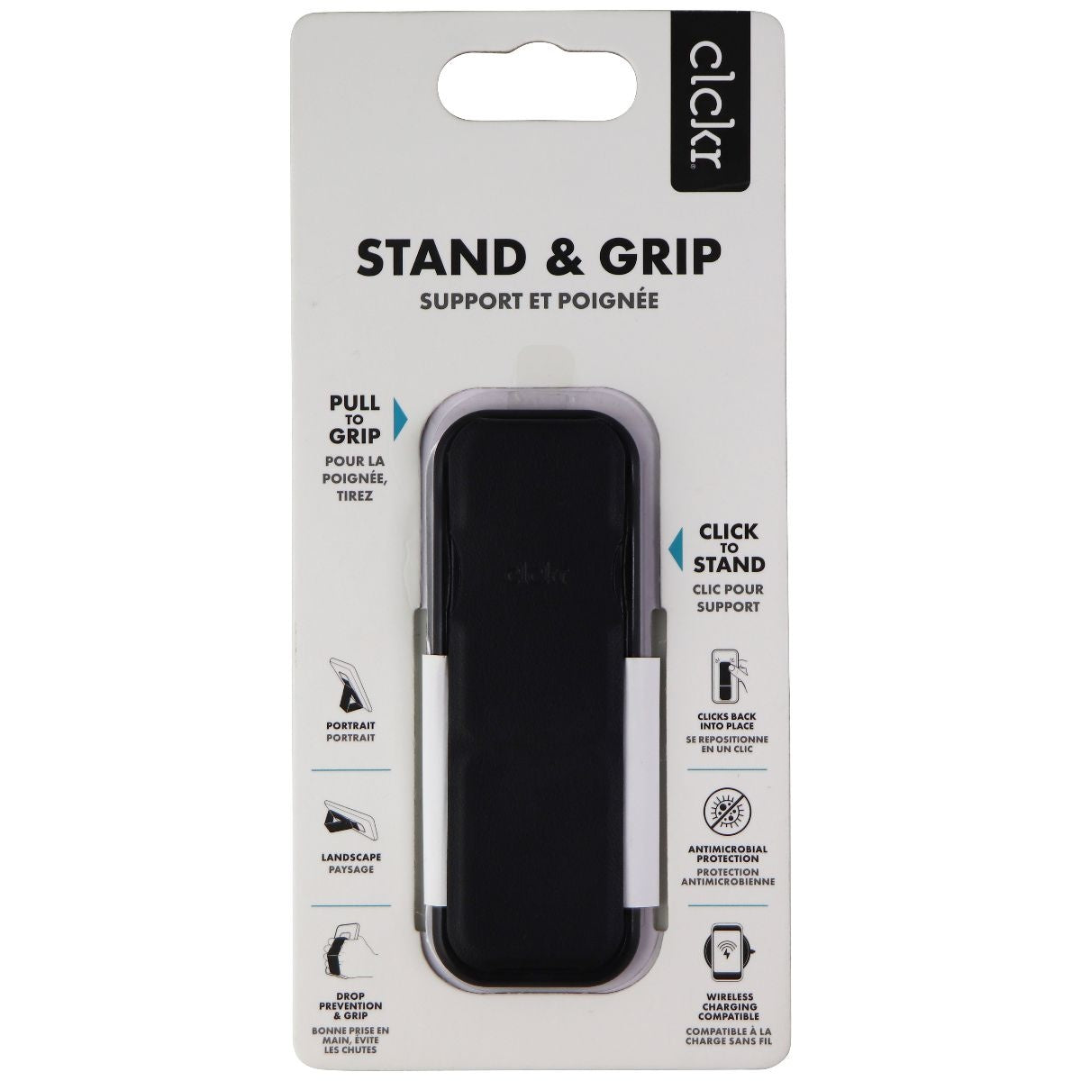 CLCKR Stand and Grip for Samsung Galaxy and Apple iPhones (41885) - Black Cell Phone - Mounts & Holders Clckr - Simple Cell Bulk Wholesale Pricing - USA Seller