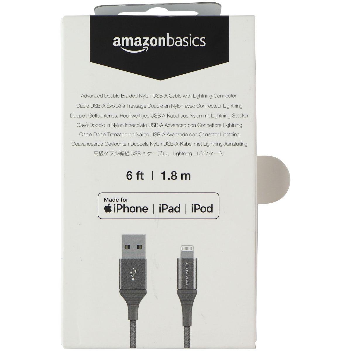 Amazon Basics (6-Ft) USB-A to Lightning 8-Pin MFi Cable- Dark Gray Cell Phone - Cables & Adapters Amazon Basics - Simple Cell Bulk Wholesale Pricing - USA Seller