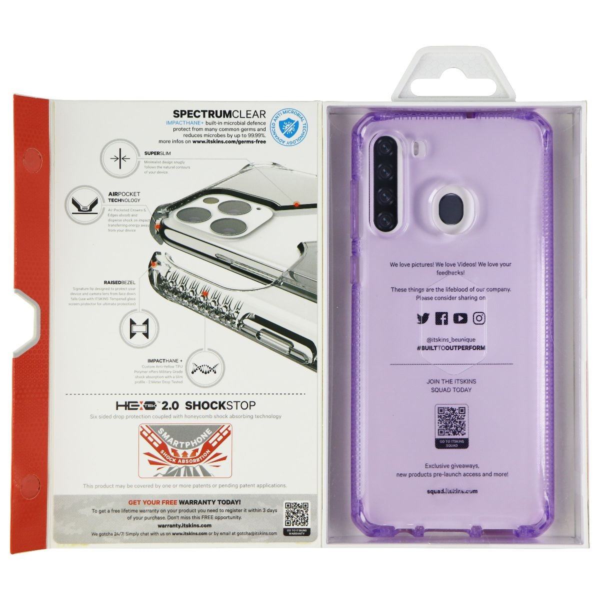 ITSKINS Spectrum Clear Series Case for Samsung Galaxy A21 - Light Purple Cell Phone - Cases, Covers & Skins ITSKINS - Simple Cell Bulk Wholesale Pricing - USA Seller