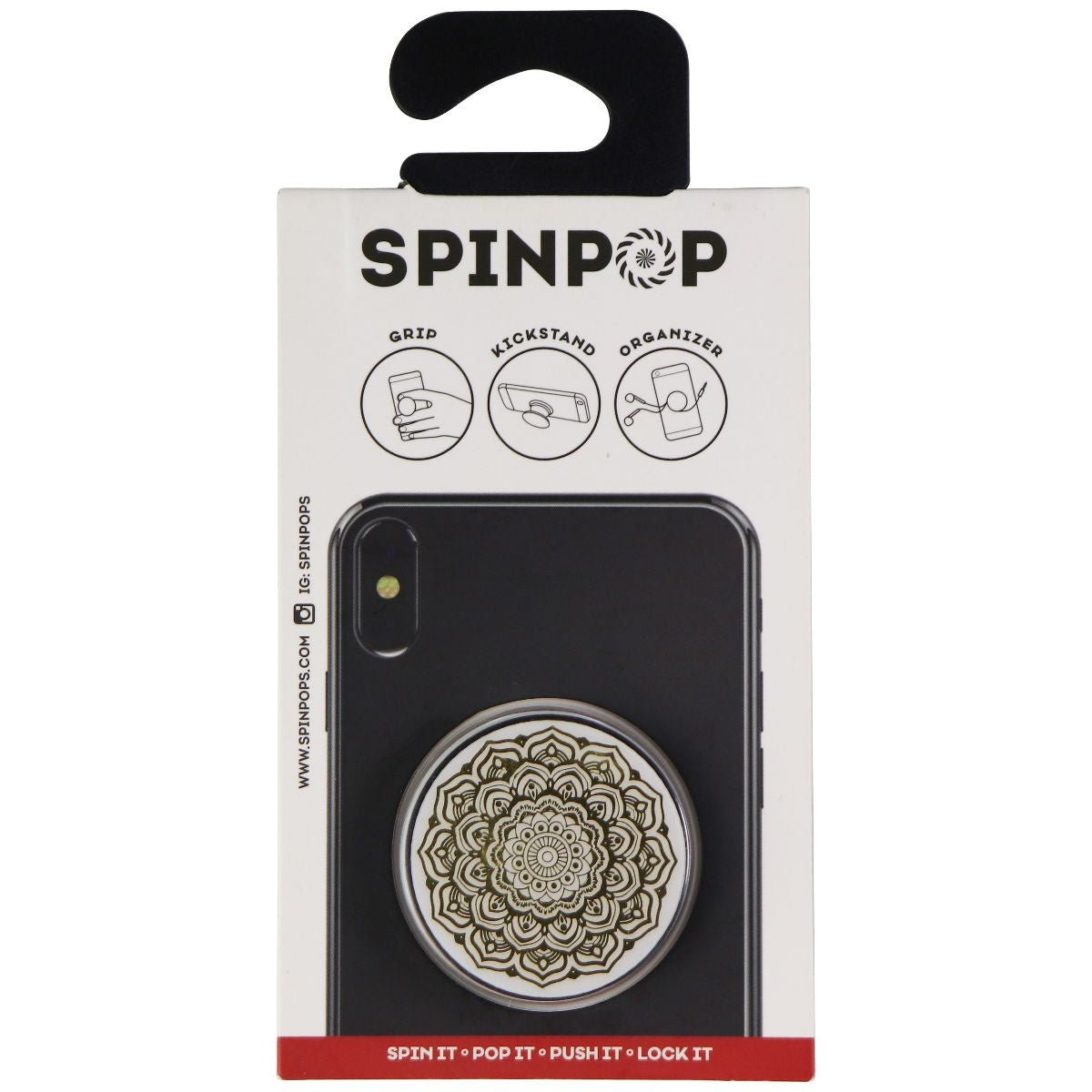 Spinpop Collapsible Grip And Kickstand For Phones And Tablets - Golden Mandala Cell Phone - Mounts & Holders SpinPop - Simple Cell Bulk Wholesale Pricing - USA Seller