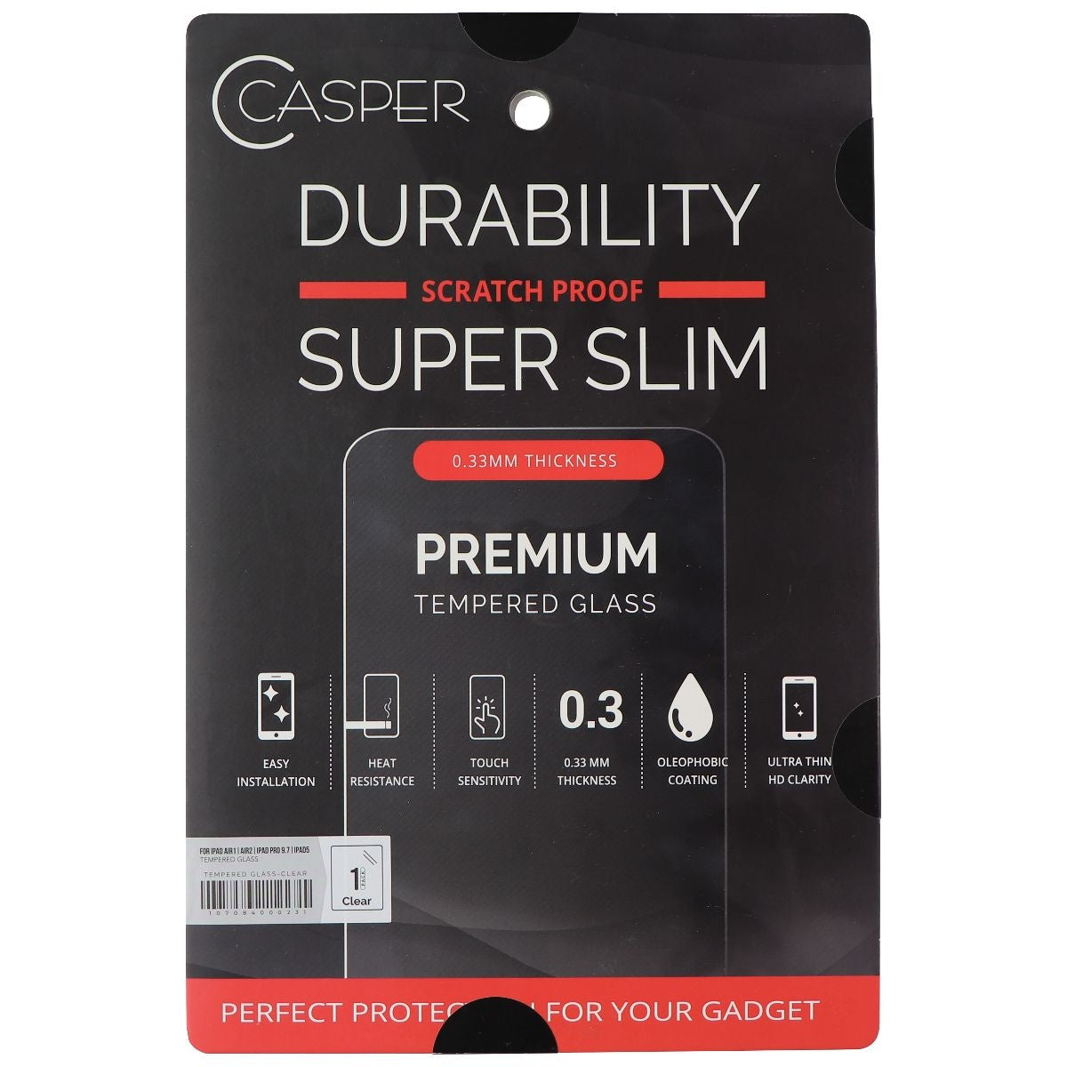 Casper Durability 0.3mm Slim Screen Protector for iPad Air (1/2)/iPad Pro/iPad 5 Cell Phone - Screen Protectors Casper - Simple Cell Bulk Wholesale Pricing - USA Seller