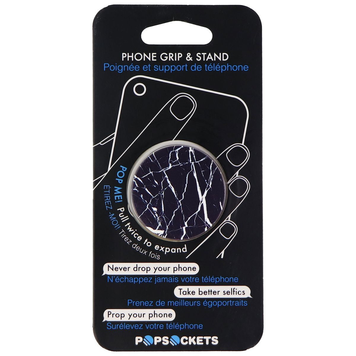 PopSockets: Collapsible Grip & Stand for Phones and Tablets - Black Marble Cell Phone - Mounts & Holders PopSockets - Simple Cell Bulk Wholesale Pricing - USA Seller
