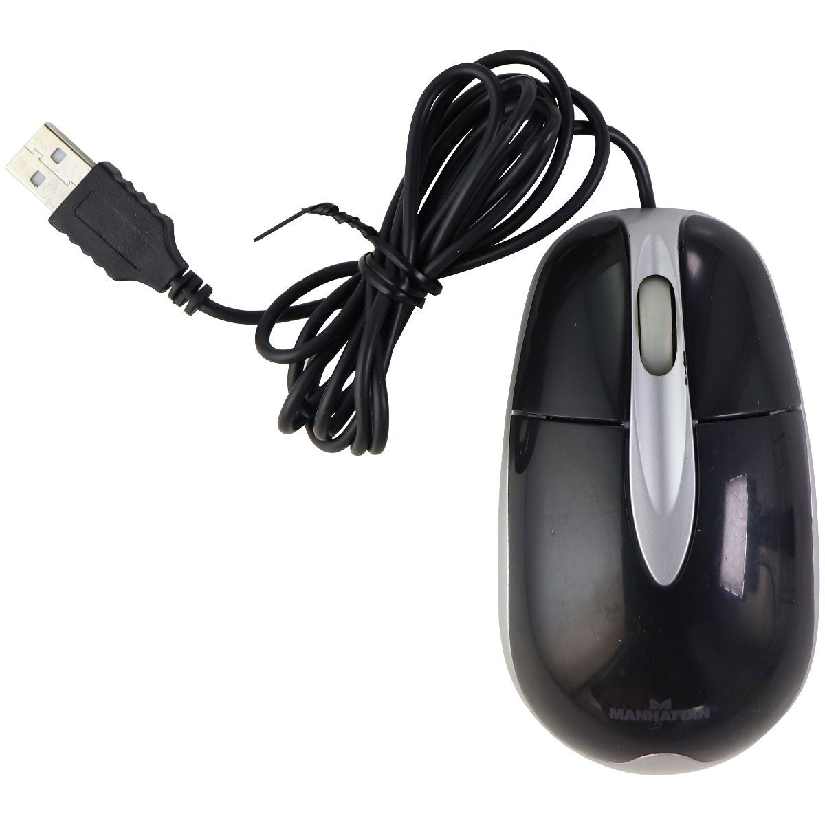 Manhattan Wired USB Optical Mouse for Windows PC & More - Black/Silver (177016) Keyboards/Mice - Mice, Trackballs & Touchpads Manhattan - Simple Cell Bulk Wholesale Pricing - USA Seller