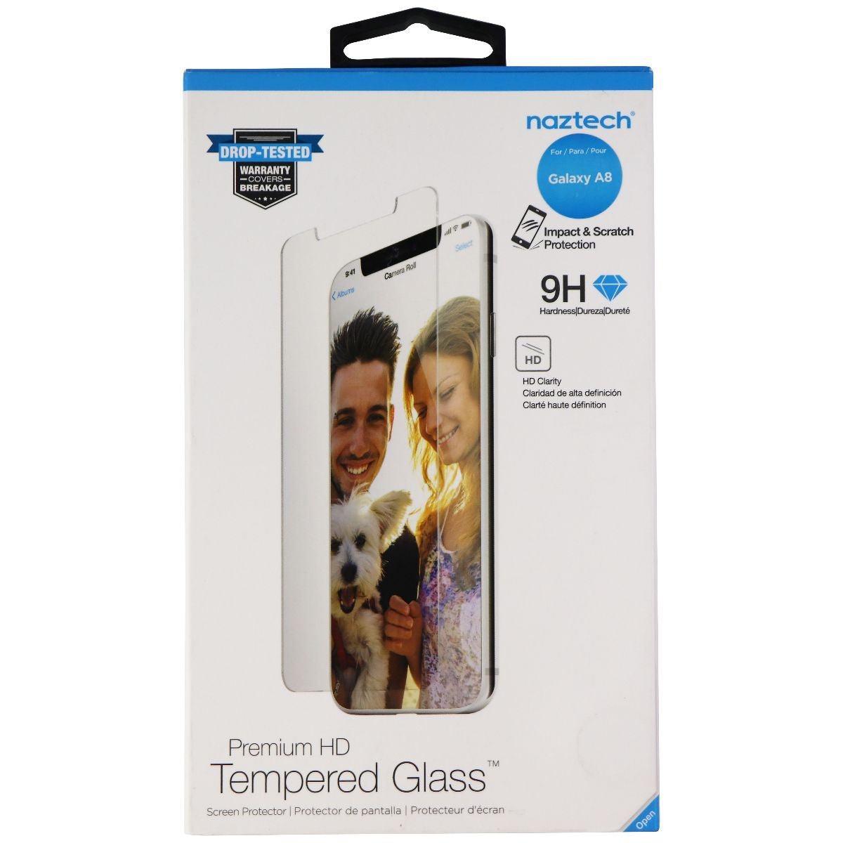 Naztech Premium HD Tempered Glass Screen Protector for Samsung Galaxy A8 Cell Phone - Screen Protectors Naztech - Simple Cell Bulk Wholesale Pricing - USA Seller